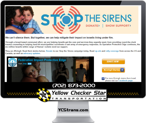 $5,000 Donation to Israel Emergency Fund by Yellow Checker Star - YCStrans.com
