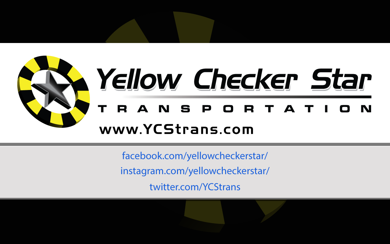 Yellow Checker Star Transportation Logo with Social Media Links